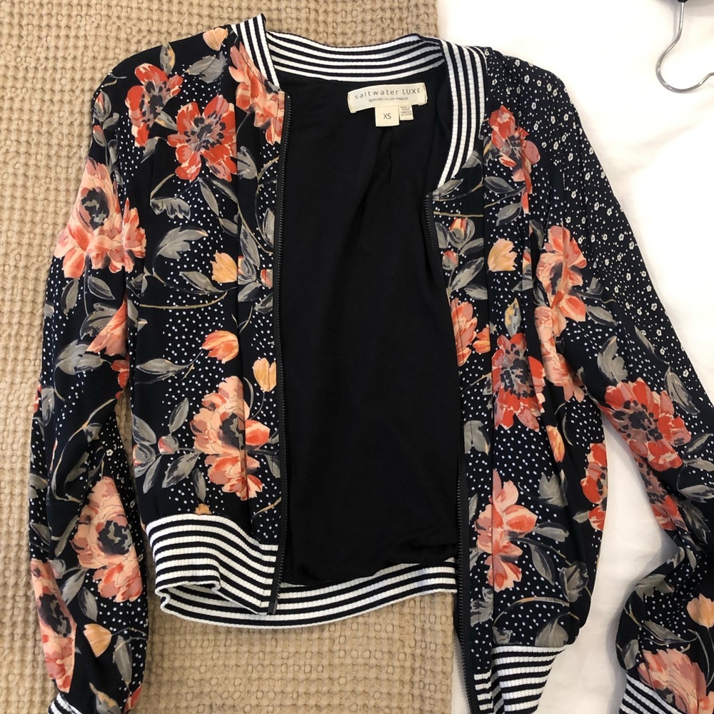 SALTWATER LUXE floral bomber zip up